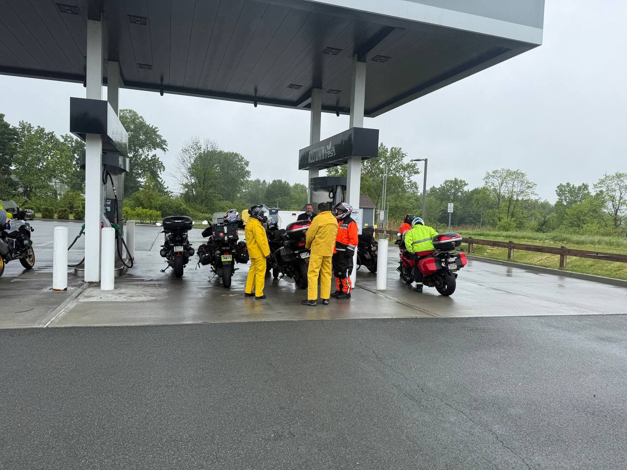 Fuel stop on the rainy ride north